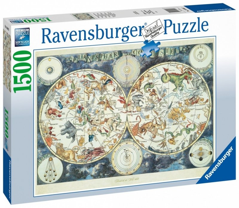 Puzzle 1500 Ravensburger 16003 Mapa Świata - Fantastyczne Zwierzęta