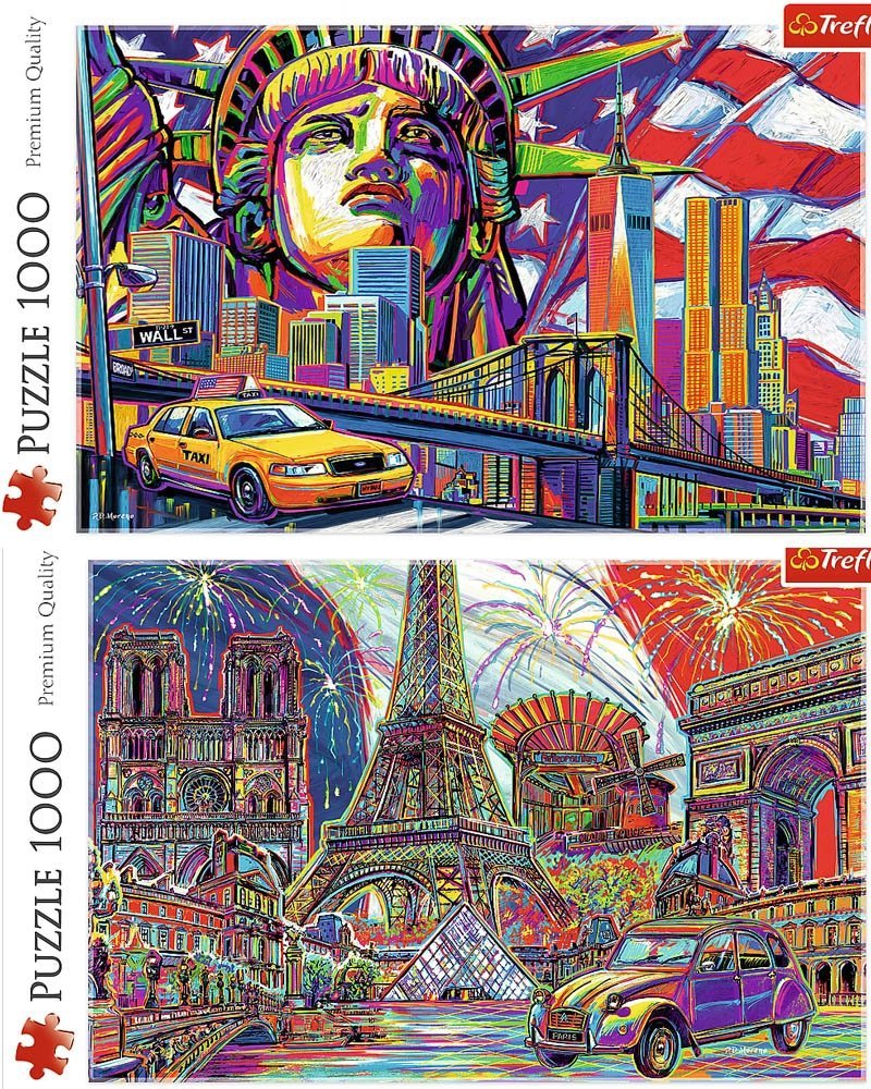 Puzzle 1000 Trefl Zestaw 2 Wzory 10523 - 10524 New York - Paryż
