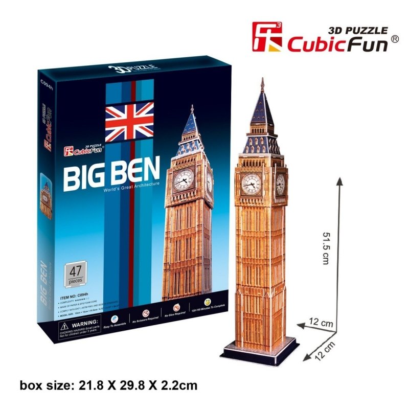 Puzzle 3D CubicFun 47 Zegar Big Ben - C094h