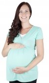 MijaCulture - bluzka ciążowa 2w1 ciążowa i do karmienia krótki rękaw „ Dora” 7104 miętowy 1