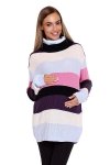 Wygodny sweter ciążowy w paski 70007/2012 różowy 1