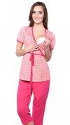 Urocza piżama 2 w 1 ciążowa i do karmienia 5001/645 brzoskwiniowy/czerwony 1