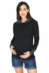 MijaCulture – 3 w 1 bluza ciążowa i do karmienia „Neli” M007 czarny/gwiazdy