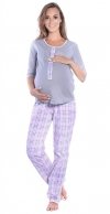  3 w 1 piżama ciążowa i do karmienia 4054/M52 szary/ jasny róż 2