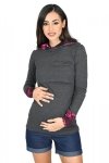 MijaCulture – 3 w 1 bluza ciążowa i do karmienia „Neli” M007 grafit/róż