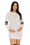 Wygodny sweter ciążowy z paskami na rękawach 70011/2010 kremowy 1