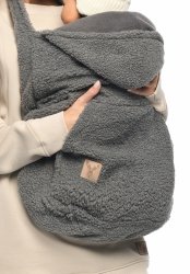 MijaCulture - ciepła osłonka baranek / miś / polar TEDDY uniwersalna do nosidełka, chusty dla niemowląt M025 szary