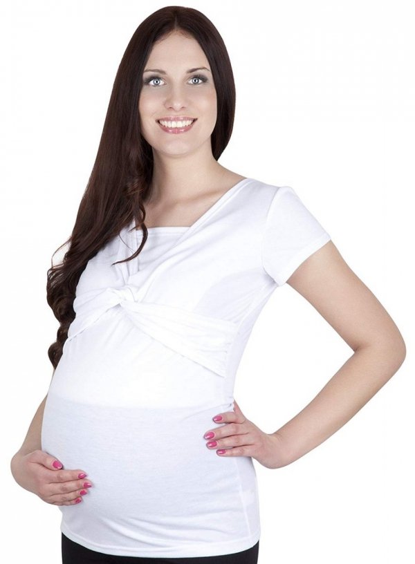 bluzka z pętelką 2 w1 ciążowa i do karmienia M18/4003 biały 2