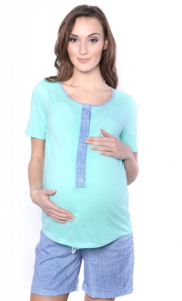  3 w 1 piżama ciążowa i do karmienia 4030/M47 turkus/ niebieski 2