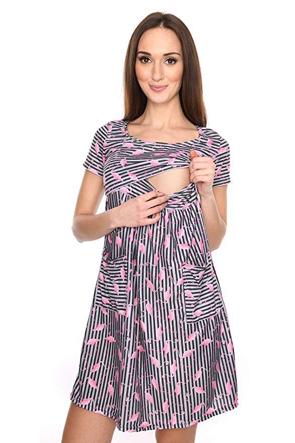 MijaCulture - zjawiskowa sukienka 2 w 1 ciążowa i do karmienia &quot;Lulu&quot; flamingo 2