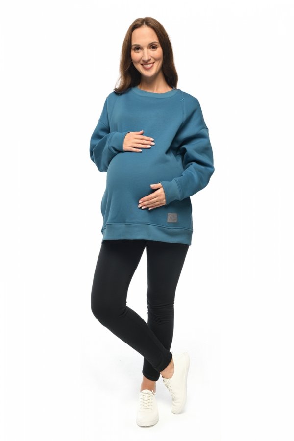 MijaCulture - 3 w 1 oversize bluza ciążowa i do karmienia „Miley ” M020 petrol