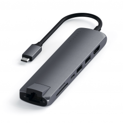 Satechi USB-C Slim Multiport Ethernet HUB - HDMI 4K / USB 3.0 / USB-C(PD) / microSD / SD / Ethernet / Space Gray (gwiezdna szarość)