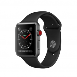 Apple Watch Series 3 / GPS + LTE / Koperta 42mm z aluminium w kolorze gwiezdnej szarości / Pasek sportowy w kolorze czarnym