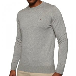 Tommy Hilfiger sweter męski jedwabny szary crew-neck MW0MW04978-501