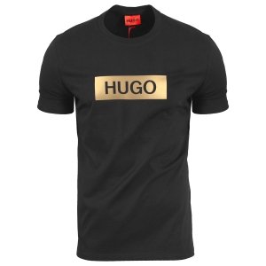 Hugo Boss t-shirt koszulka męska czarna złoty nadruk 50467585 001