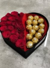  Box serce róże świeże, żywe i  Ferrero Rocher