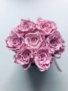  Różowe żywe WIECZNE róże w małym białym boxie XS