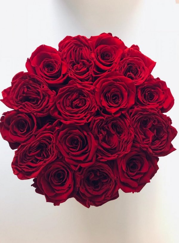 NOWOŚĆ! Czerwone żywe WIECZNE róże -dwa gatunki w dużym czarnym boxie