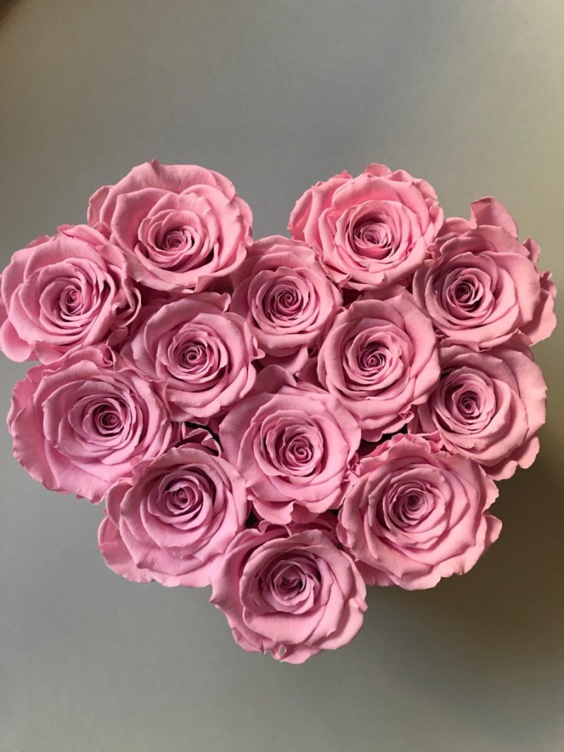Różowe wieczne róze w małym boxe heart