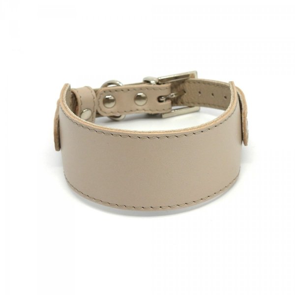 Leather beige collar for greyhaunds