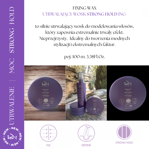 Wosk utrwalający Fixing wax ING. Wosk barberski EXTREME HOLD ml.