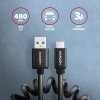 AXAGON BUCM-AM20TB Kabel Twister USB-C - USB-A, 1.1m, USB2.0 3A, ALU, czarny