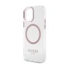 Guess Metal Outline MagSafe - Etui iPhone 12 / iPhone 12 Pro (przezroczysty / różowy)