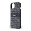 DKNY Leather Mono Stripe & Metal Logo - Etui iPhone 15 Plus / 14 Plus (czarny)