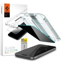 Spigen GLAS.TR EZ FIT Privacy - Szkło hartowane z filtrem prywatyzującym do iPhone 15 / 16 
