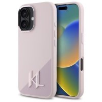 Karl Lagerfeld Silicone Shadow Metal Initial MagSafe - Etui iPhone 16 (różowy) 