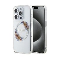 Guess IML Flowers Wreath MagSafe - Etui iPhone 15 Pro (przezroczysty) 