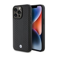 BMW Leather Diamond Pattern - Etui iPhone 15 Pro (czarny) 