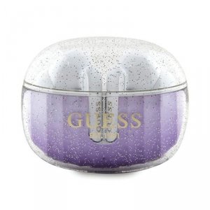 Guess Glitter Gradient - Słuchawki Bluetooth TWS + etui ładujące (fioletowy)