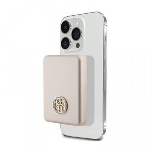 Guess 4G Strassed Metal Logo MagSafe - Power Bank indukcyjny 3000 mAh 5W MagSafe (złoty)