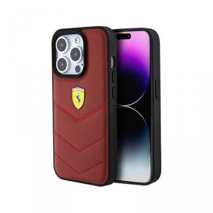 Ferrari Quilted Metal Logo - Etui iPhone 15 Pro (czerwony)