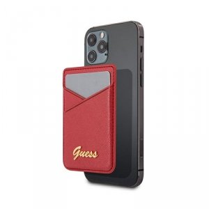 Guess Wallet Card Slot MagSafe Saffiano - Portfel magnetyczny (czerwony)