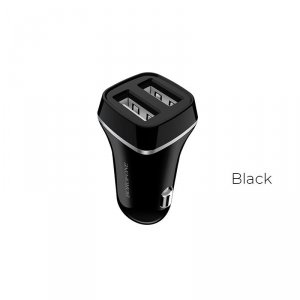 Borofone - ładowarka samochodowa 2x USB, czarny