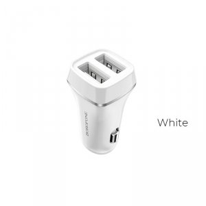 Borofone - ładowarka samochodowa 2x USB, biały