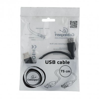 Gembird Przedłużacz kabla USB 2.0 AM-AFI 0.75m czarny