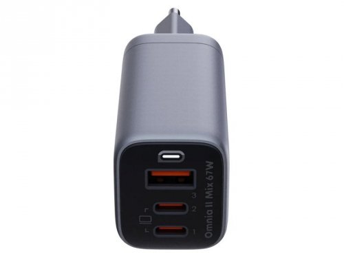 AUKEY PA-B6U OmniaMix II GaN ładowarka sieciowa 3xUSB (2xUSB C + 1xUSB A) 67W QC PD AFC SCP PPS UFCS
