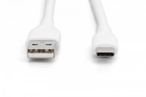 Digitus Kabel zasilający silikonowy USB-A - USB-C, USB 2.0 60W, 1m Biały