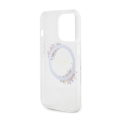 Guess IML Flowers Wreath MagSafe - Etui iPhone 15 Pro Max (przezroczysty)