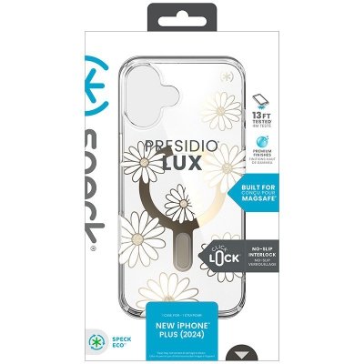 Speck Presidio Lux ClickLock & MagSafe - Etui iPhone 16 Plus (Sunshine Daisies / Clear / Gold)