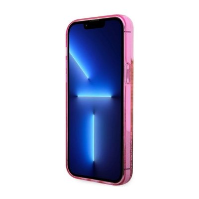 Guess Liquid Glitter Transculent 4G - Etui iPhone 14 Pro (Różowy)