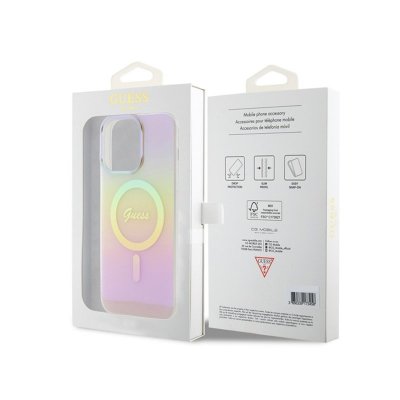Guess IML Iridescent MagSafe - Etui iPhone 15 Pro (różowy)