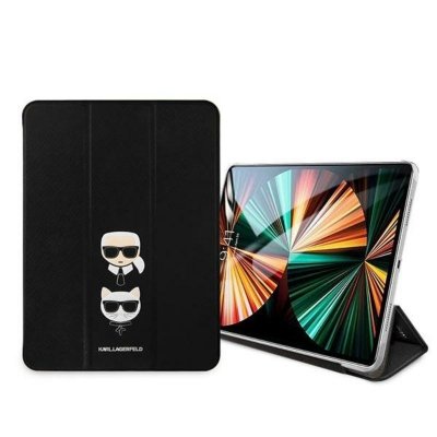 Karl Lagerfeld Saffiano Karl & Choupette Heads – Etui iPad Pro 12.9&quot; 2021 (czarny)