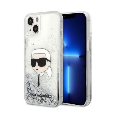 Karl Lagerfeld Liquid Glitter NFT Karl&#039;s Head - Etui iPhone 14 Plus (srebrny)