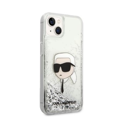 Karl Lagerfeld Liquid Glitter NFT Karl&#039;s Head - Etui iPhone 14 Plus (srebrny)