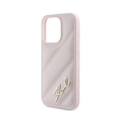 Karl Lagerfeld Diagonal Quilted Script - Etui iPhone 15 Pro Max (różowy)