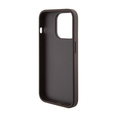 Guess Grip Stand 4G Triangle Strass Logo - Etui iPhone 15 Pro (brązowy)